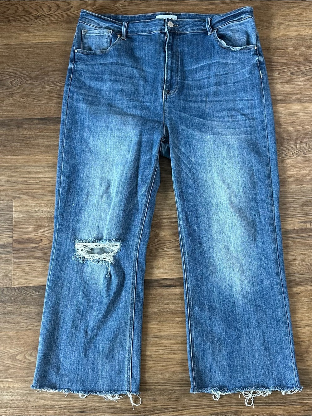 Risen Wide Leg High Waist Denim Jeans Stretch Women Plus 3XL 38x26 Boho Preppy